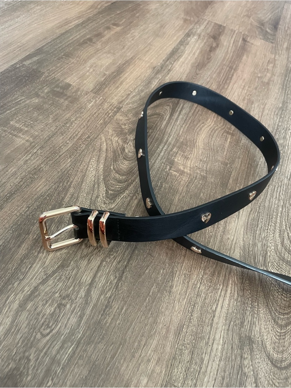 Juicy Couture Women's Black Heart-Accent Leather Belt - Classic Style